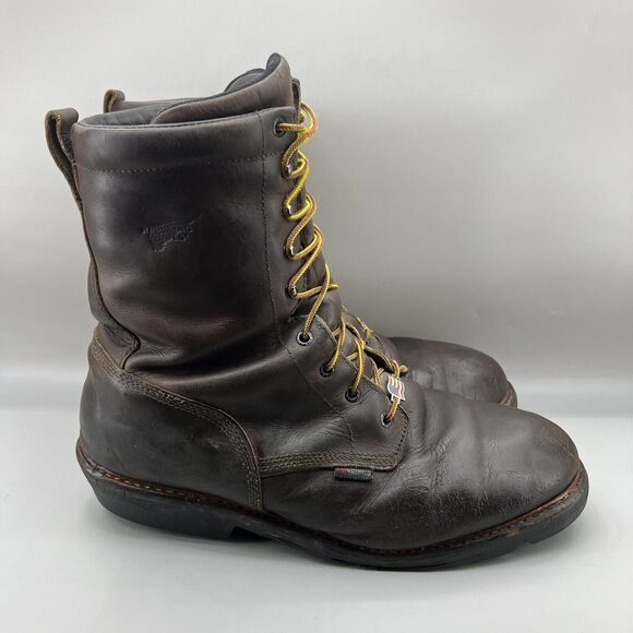 Red Wing LoggerMax 616 Men Size 15 D Boots Brown Leather 9” Waterproof Insulated - Picture 1 of 10